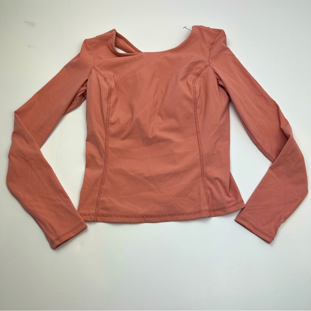 Sweaty Betty Super Soft Rib Yoga Long Sleeve Top‎ Size 6 Small Pink Athletic